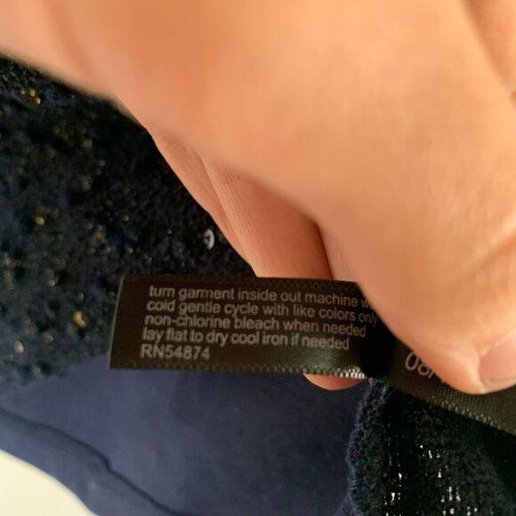 The Limited Blouse Women's Medium Blue Sequin Short Sleeve Round Neck Pullover - Picture 4 of 7